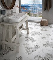 modern hexagon floor tiles pavement