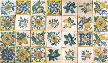 rustic hand painted tiles
