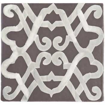 hand painted terracotta tiles novecento decori bianco su marrone arles