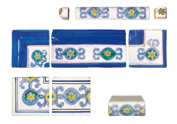 Traditional hand painted terracotta tiles sinopia dragonea