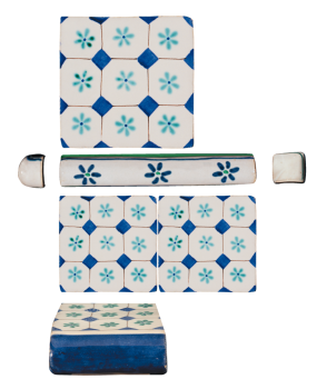 Traditional hand painted terracotta tiles antico vietri marcina blu