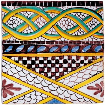Traditional hand painted terracotta tiles magna grecia cerreto
