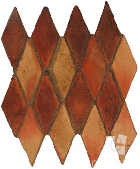 hand made rhombus terracotta tiles spanish pedralbes treated