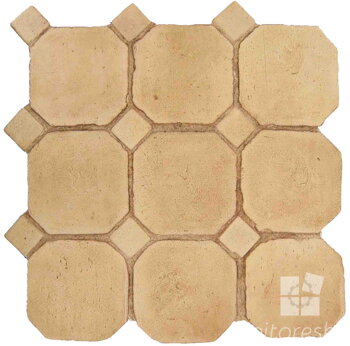hand made octagon dot terracotta tiles spanish pedralbes treated