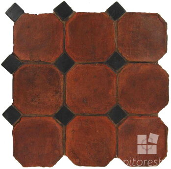 hand made octagon dot terracotta tiles spanish pedralbes treated
