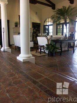 antique terracotta floor tiles hall living dining room