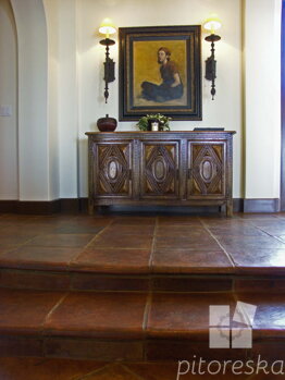 antique terracotta floor tiles stairs