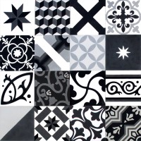 Patchwork dlažba - Čierna, šedá a biela