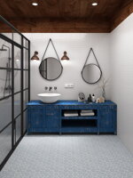 small sized decorative tiles bathroom brick wall