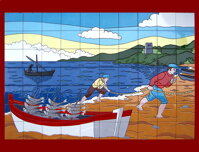 1326 - ručne maľovaný panel rucne malovane nastenne panely azulejo exterier interier