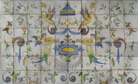 renaissance hand painted tiles mural