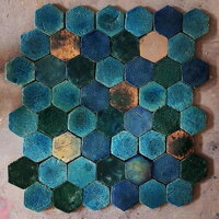exkluzívny glazovaný terakotový obklad - mix farieb hexagony
