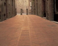 traditional terracotta tiles pavement 