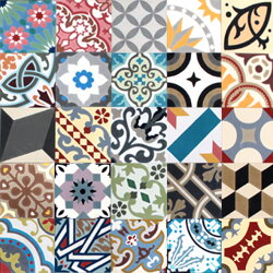 Patchworks from cement tiles