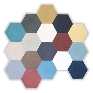 patchwork random plain unicolor hexagonal cement tiles