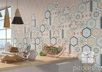 vzorovaná dekoratívna dlažba hexagony