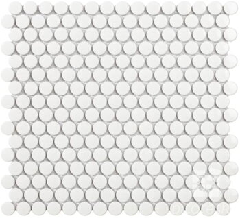mozaika glazovana kruhy penny mosaic biela lesk mat