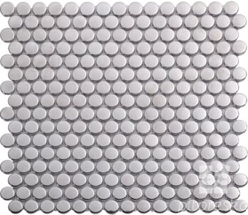 mozaika glazovana kruhy penny mosaic strieborna silver lesk