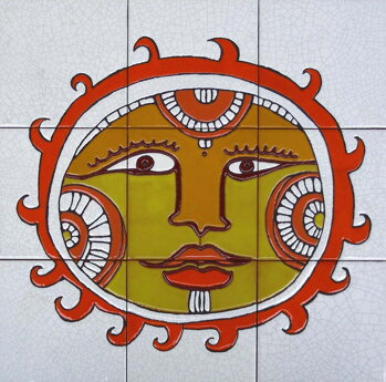 1388 - hand painted decorative mural hand painted decorative azulejo mural indoor outdoor