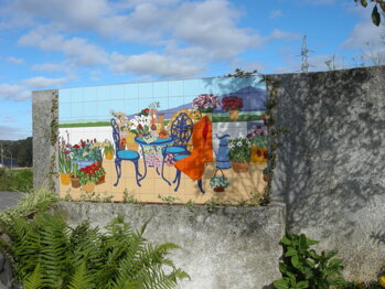 Realization - hand painted decorative mural hand painted decorative azulejo mural indoor outdoor