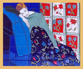 61 - hand painted decorative mural (90x75 cm) hand painted decorative azulejo mural indoor outdoor