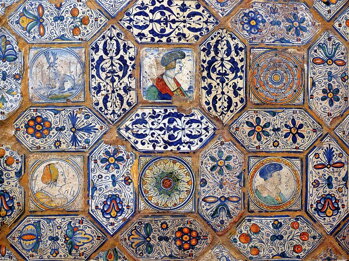 medieval renaissance hand painted tiles historical decorative pavement