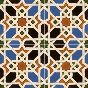 hispánsko-arabské dlaždice s reliéfom