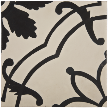 malovana glazovana terakota novecento decori nero su bianco