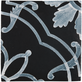 malovana glazovana terakota novecento decori bianco su nero