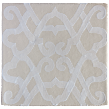 malovana glazovana terakota novecento decori bianco su bianco arles