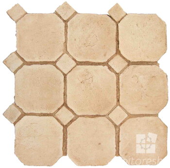 hand made octagon dot terracotta tiles spanish pedralbes treated