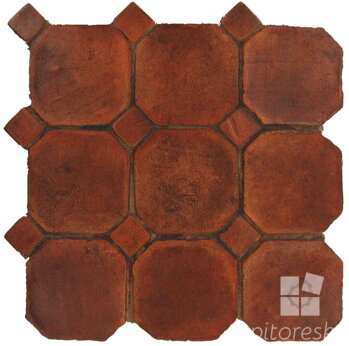 hand made octagon dot terracotta tiles spanish pedralbes treated