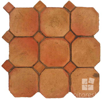 hand made octagon dot terracotta tiles spanish pedralbes treated