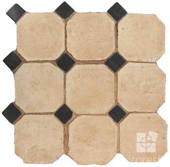 hand made octagon dot terracotta tiles spanish pedralbes treated