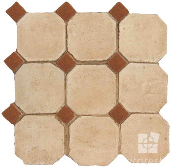 hand made octagon dot terracotta tiles spanish pedralbes treated