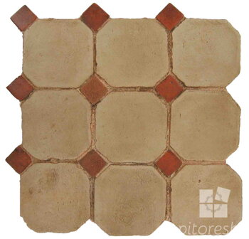 hand made octagon dot terracotta tiles spanish pedralbes treated