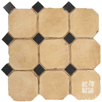 hand made octagon dot terracotta tiles spanish pedralbes treated