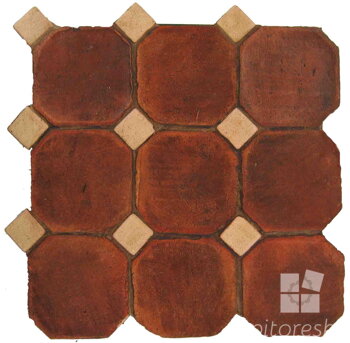 hand made octagon dot terracotta tiles spanish pedralbes treated