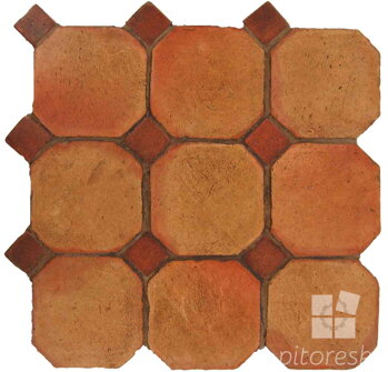 hand made octagon dot terracotta tiles spanish pedralbes treated