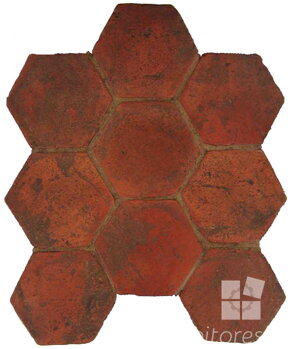 hand made hexagon terracotta tiles spanish pedralbes treated