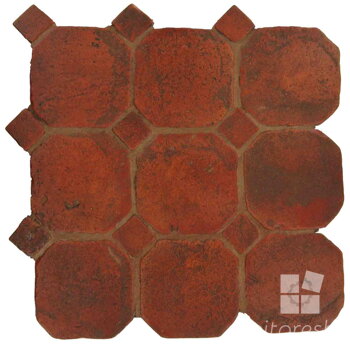 hand made octagon dot terracotta tiles spanish pedralbes treated