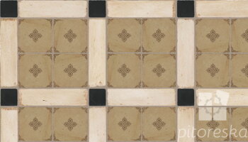 square with border - Carbon Black + Antique White + engraved design terracotta floor tiles hand made traditional spanish treated luxury cotto rustic pavement