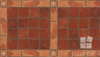 square with border - Old World + Glazed design terracotta floor tiles hand made traditional spanish treated luxury cotto rustic pavement