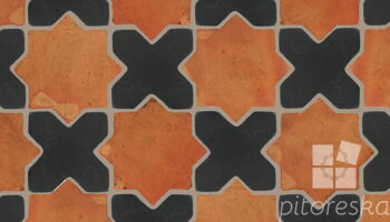 terracotta floor tiles hand made traditional spanish treated luxury cotto star + cross