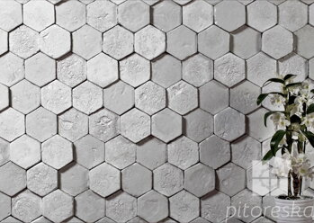 luxusna hand made terakotova dlazba obklad hexagony biele